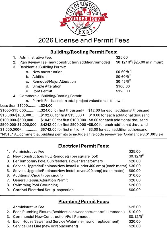 2026 Fee Schedule