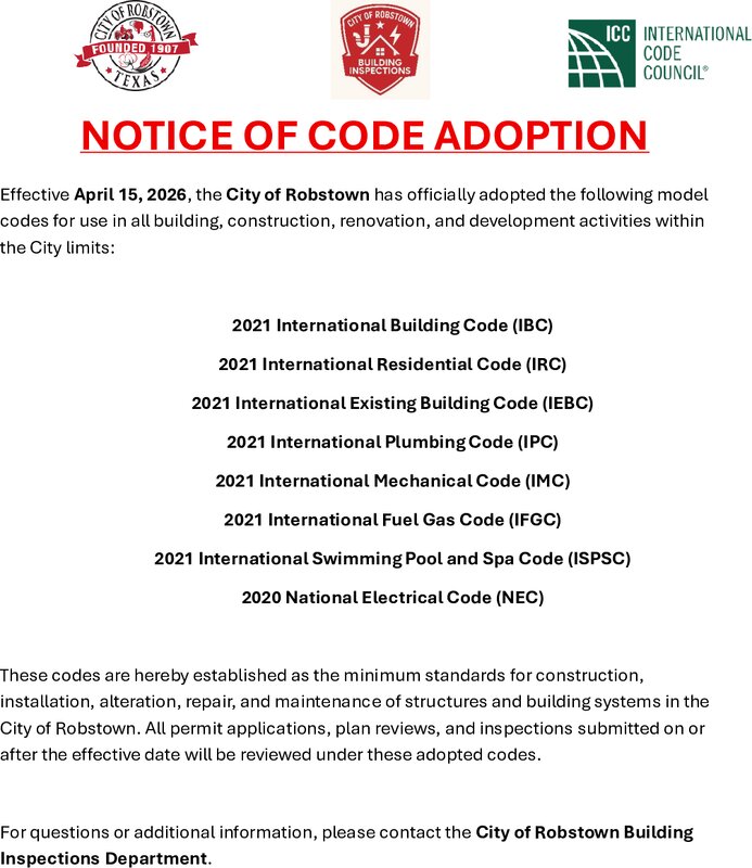 Notice of Code Adoption